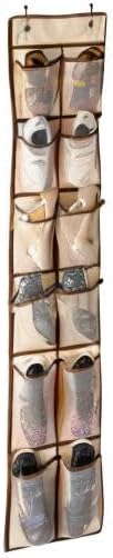 KEEPJOY Over The Door Shoe Organizer,Hanging Shoe Organizer 12 Mesh Pockets Shoe Organizer for Closet,Works Well for Men and Woman Kids Shoes Storage, 57.5ร12.6inch(Beige)