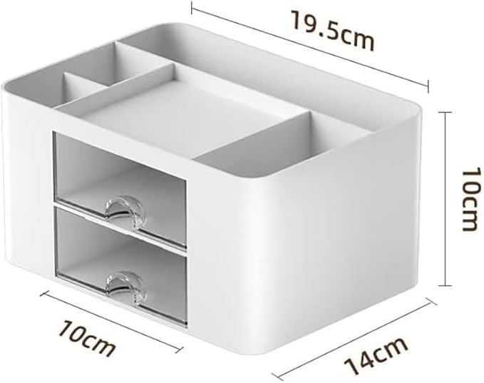 Stationary Organiser 7-Grid Desk Organizer with Drawer โ Multifunctional Plastic Table Organizer & Pen Holder for School, Office, and Home (Black)