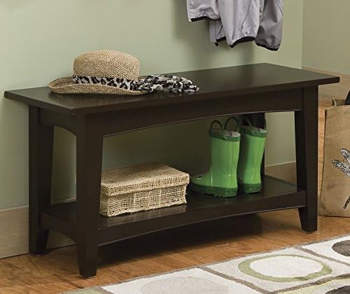 Alaterre Furniture Shaker Cottage Bench with Shelf, Chocolate