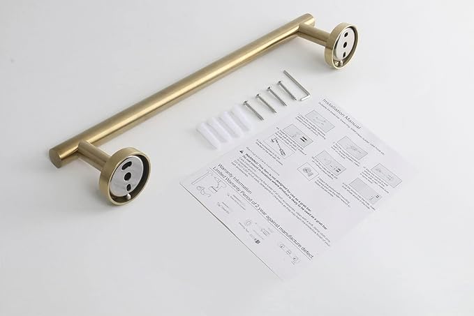 TocTen Bath Towel Bar - Thicken SUS304 Stainless Steel Bathroom Towel Holder, Towel Rod for Bathroom Heavy Duty Wall Mounted Towel Rack Hanger (16IN, Gold)