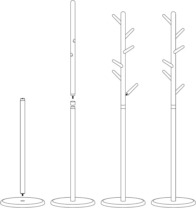 Coat Rack, Solid Wood Coat Rack Freestanding with 6 Hooks, Wooden Coat Tree Freestanding for Hats, Handbags, Coat Stand for Entryway, Bedroom, Hallway - Ideal Gift (Walnut)