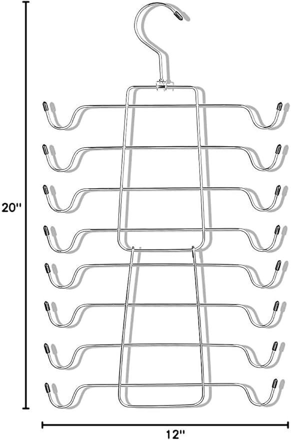 Szxc 2 Pack Foldable Tank Top Closet Organizer Hangers - Keep Things Shaped - for Bras, Cami, Bathing Suits, Belts, Ties, Strappy Dress, Pajamas & More - Chrome with Black Vinyl - 360 Degree Rotated