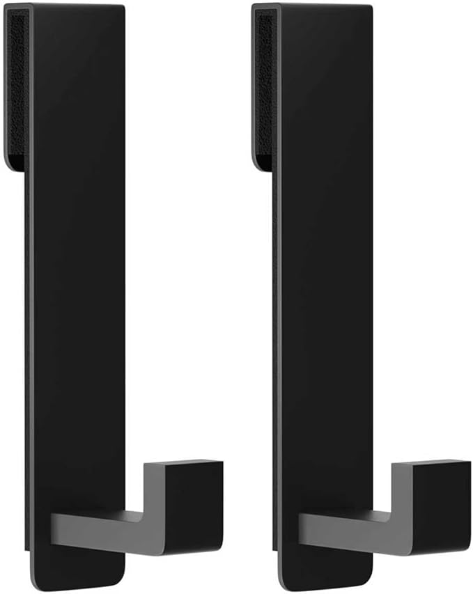 HUFEEOH 2-Pack Shower Towel Hooks, Stainless Steel 7.5-Inch Extended Over Door Hooks for Frameless Glass Shower Door, Heavy Duty Towel Rack for Bathroom, Holds Robes & Towels, Black
