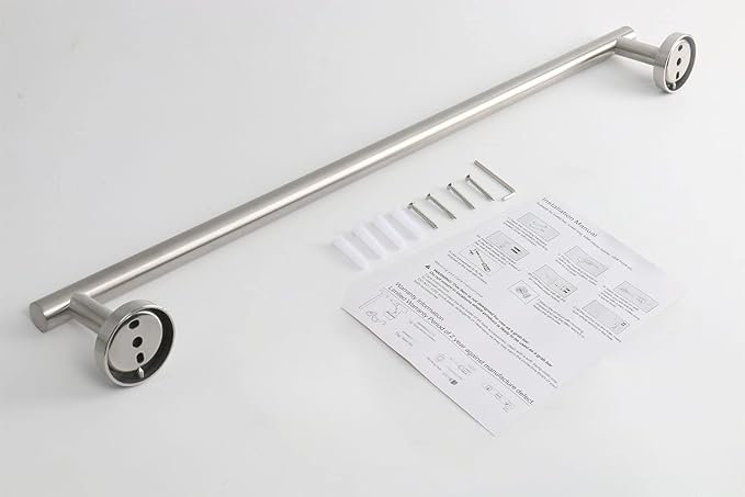 TocTen Bath Towel Bar - Thicken SUS304 Stainless Steel Bathroom Towel Holder, Towel Rod for Bathroom Heavy Duty Wall Mounted Towel Rack Hanger (33IN, Brushed Nickel)