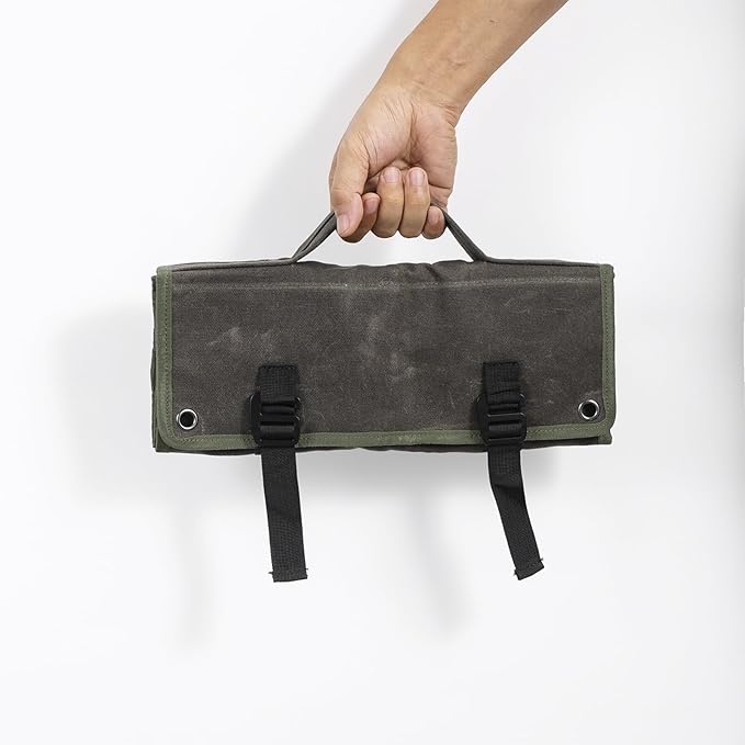 Pocket Knife Storage Roll,Knife Display Bag with 17 Slots Pocket Knives and Elastic Band Slot,Folding Knife Holder Organizer,Edc Mini Knifes Bags,Folding Knives Gifts for Collector