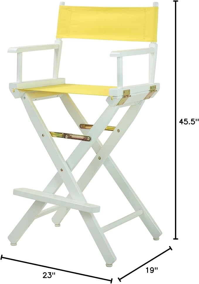 Casual Home 30" Director's Chair White Frame-with Yellow Canvas, Bar Height