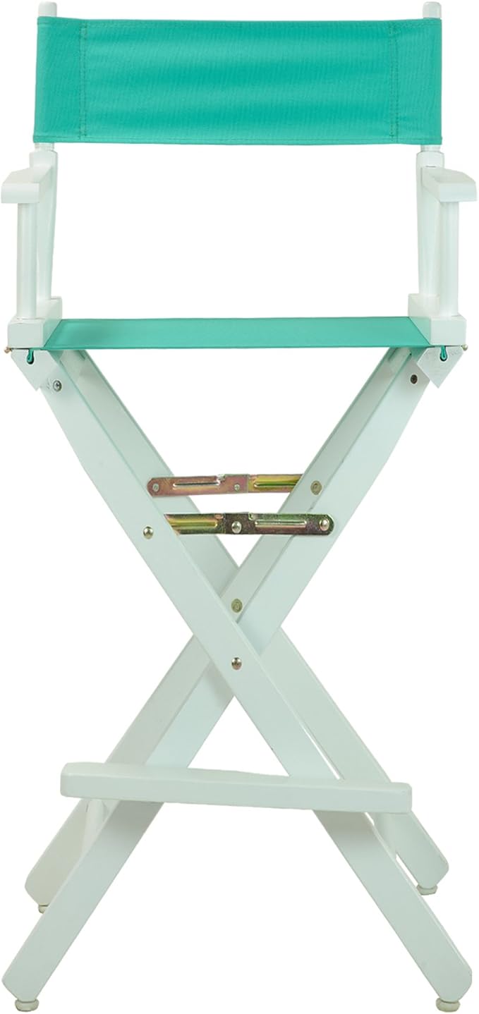 Casual Home Director's Chair ,White Frame/Teal Canvas,30" - Bar Height