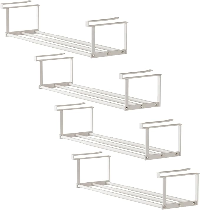 Under-Shelf Expandable Shoe Rack Organizer, White Metal, 40-70cm Width Adjustable, Cabinet Storage for Closet,Retractable Shoe Rack Organizer,Expandable(4 Pcs)