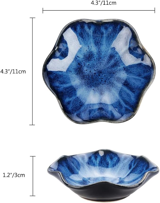 JAMEND CLXP 2PCS Lotus Leaf Shape Ring Holder Dish, Small Key Bowl, Ceramic Trinket Tray Jewelry Dish Organizing Necklace Earrings for Mom Friend Sister, All Jewelries Are NOT Included. Blue+Pink.โฆ