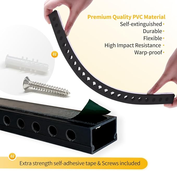 Cable Raceway Kit,139 Inch Open Slot Cable Management Kit with Upgraded Snap Structure,Under Desk Cord Organizer with Cable Management System for Network/PC/TVs 15.7" X 1.57" X 0.79" X 9PCS