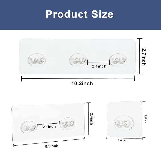 12 Pcs Shower Caddy Adhesive Hooks Replacement Storage Shelf Basket Strips Hook/No Drilling Strong Adhesive & Waterproof Hooks for Bathroom Wall Corner Shelf,Soap Holder,Organizer,Kitchen Racks