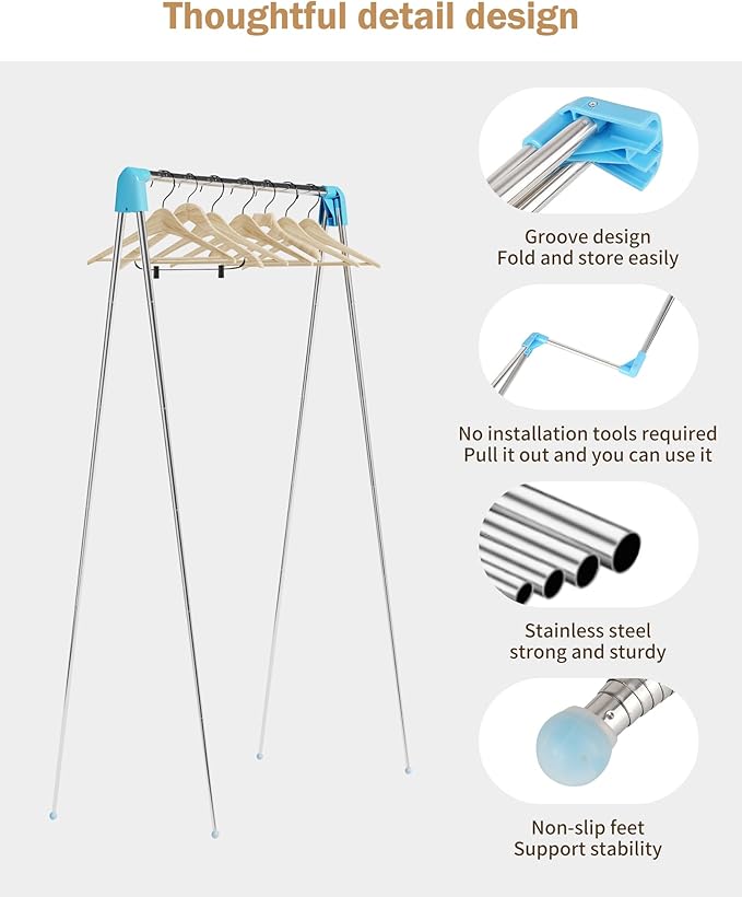 Travel Garment Rack ,Portable and Foldable,Folding Clothes Rack for Dance,Travel,Camping, Drying,RV, Indoor,Outdoor. A Collapsible Mini Clothing Rack.