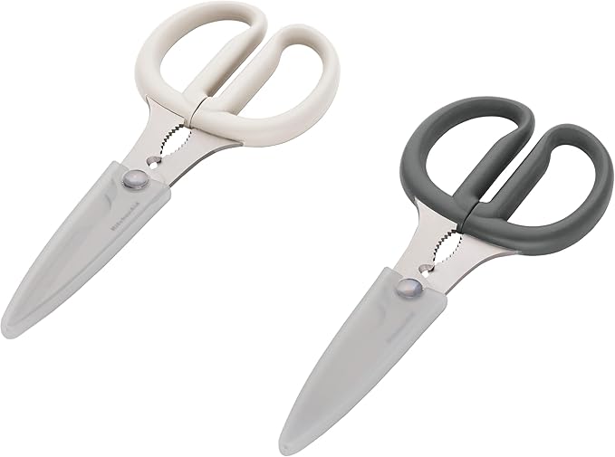 KitchenAid Multipurpose Shear Set – Versatile Scissors with Nutcracker, Bottle Opener, Ergonomic Handles with Protective Blade Covers, 2-Piece