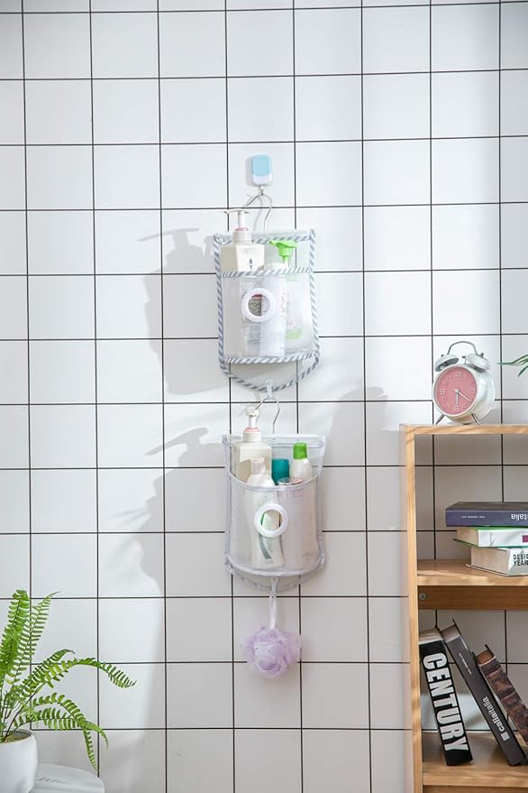 ALYER Small Hanging Mesh Shower Caddy,Series Toiletry and Bath Accessories Organizer (White)