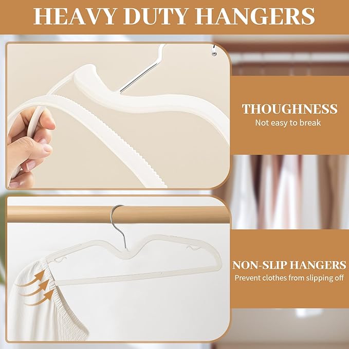 LemonRoad 50 Pack Short Neck Hangers, Upgraded Non-Slip Plastic Hangers Lifts Clothes 3" Higher, Space Saving 360 Swivel Hook for Closet Organizer, Shirts Jackets Dresses,Smooth (White)