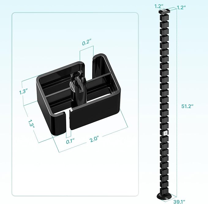 PEGZONE Under Desk Cable Management Spine – Flexible Cable Snake Organizer for Standing Desk, Tool-Free Magnetic Vertebrae Wire Management for 0.4"-2" Table, Black