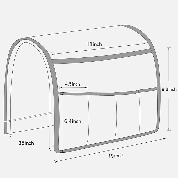 NB Sofa Armrest Organize Remote Holder Bedside Caddy Organizer With 5 Pockets,Non-Slip Couch Remote Control Holder Couch Armchair Caddy Accessories (Gray, 35''X18'')