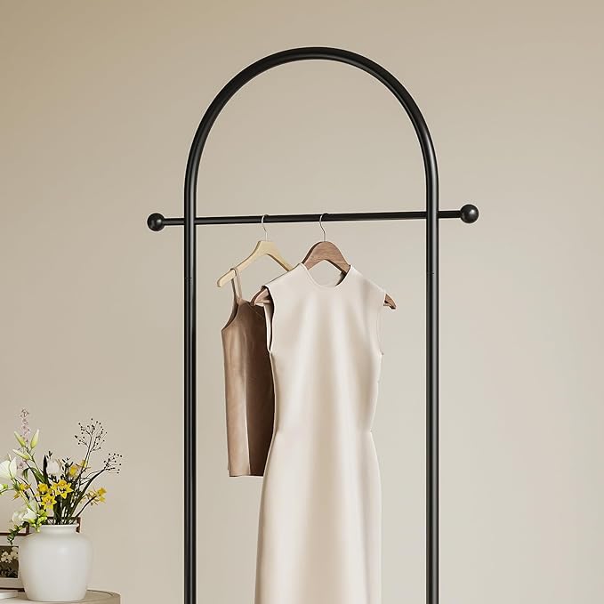 Modern Black Arch Clothing Rack – Freestanding Garment Rack for Hanging Clothes,Heavy Duty Coat Rack,Metal Small Clothes Rack for Bedroom,Closet or Boutique Display