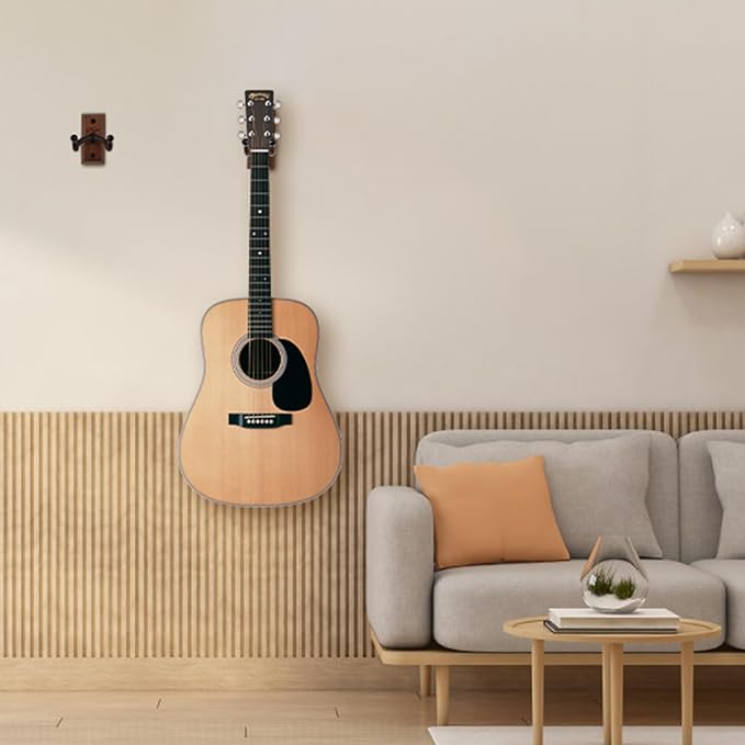SNIGJAT Guitar Hanger 4 Pack, Hardwood Guitar Wall Mount, Rotatable Guitar Wall Hanger with Screws, V-Shaped Wall Hook Holder Stand for Acoustic Electric Guitar, Bass, Banjo, Mandolin