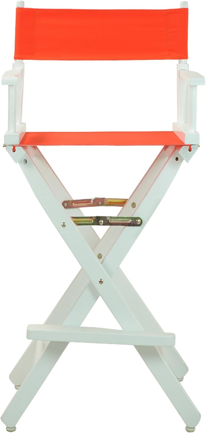 Casual Home Director's Chair ,White Frame/Orange Canvas,30" - Bar Height