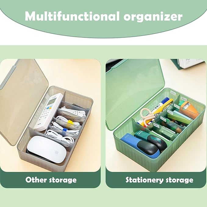 Cable Organizer Box Extra Wide, Travel Charger Cord Earphone Storage Case with Lid (Translucent White)