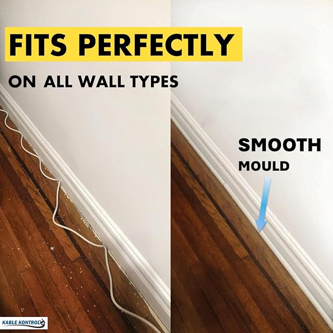 Kable Kontrol Half Round Cord Hider, Cable Cover, Hide TV Wall Mount Wires, Raceway for Cords, Decorative Wire Covers, Paintable, Adhesive Cable Concealer - 1.2in W x 0.50in H x 40in L – 1 Pc- White