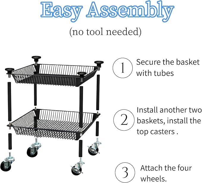 2 Tier Rolling Pantry Cart on Wheels Thick Metal Pantry Floor Organizer Small Utility Cart for Small Space, Fruit Vegetables Rack for Kitchen, Under Desk Storage Onion Potato Storage Basket, Black