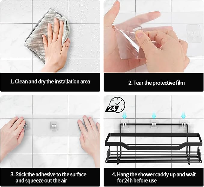 Shower Caddy Shelves Organizer Rack, 3 Pack Shower Caddy with Soap Holder, No Drilling Wall Mounted Self Adhesive Shower Shelves for Inside Shower, Paint Nickel