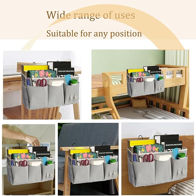 Bedside Caddy, Bedside Hanging Storage Organizer forBunk and Hospital Beds,College Dorm Bed,Can be Placed Glasses Books Mobile Phones (White 2)…