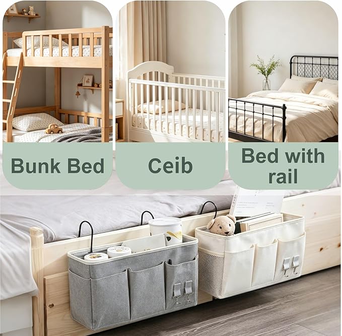Hanging Storage Organizer 2 Pack Black & White , No Drilling Bedside Caddy, Minimalist Home Organization, Shared Storage Solution for Couples and Roommates, Practical Household and Housewarming Gift