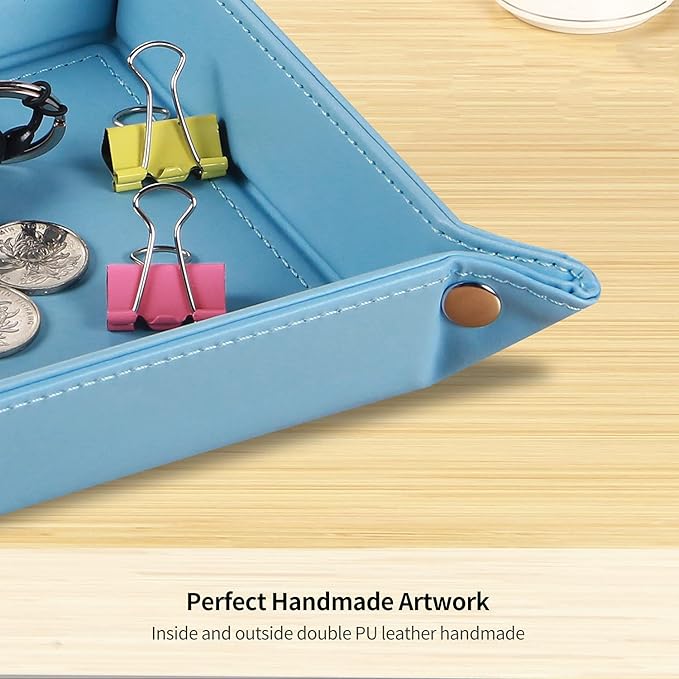 YAPISHI Key Dish Bowl for Entryway, Catchall Holder Bedside Table Valet Tray for Men's Pocket Stuff, PU Leather Nightstand Organizer for Dice/Coins/Wallet/Watch/Rings/Sunglasses, Dresser/Coffee Table