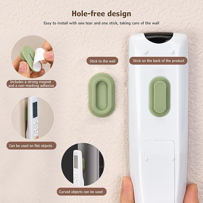 XYOFUN Magnetic Remote Control Holder Wall Mount - 4 Pcs No Drill Self-Adhesive Organizer for Air Conditioner & TV Remotes, Storage Caddy for Televisions Backside - Multicolor