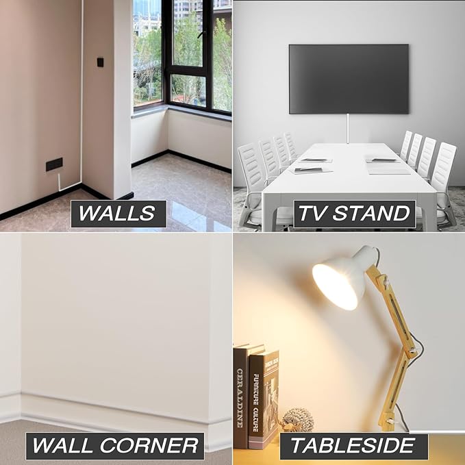 118" Silicone Cord Hider for Wall Mount TV,Self-Adhesive Cable Hider for 1 Cord(1/4" Diameter),Cable Management Under Desk,Cord Organizer,Cable Raceway Home & Office Trim,Cord Concealer Channel,White