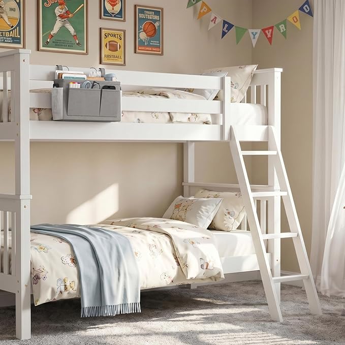 Lifewit Bedside Caddy Storage Organizer, Hanging Storage Bag with Fixed Straps, Book Remotes Holder for Home, College, Dorm, Bunk, Hospital, Crib Bed Rails, Grey