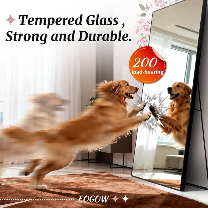 EOGOW 71" x 31" Full Body Mirror,Tempered Glass Shatterproof Full Length Mirror with Stand, Hanging, Wall Mounted Leaning for Bedroom Living Room Entryway