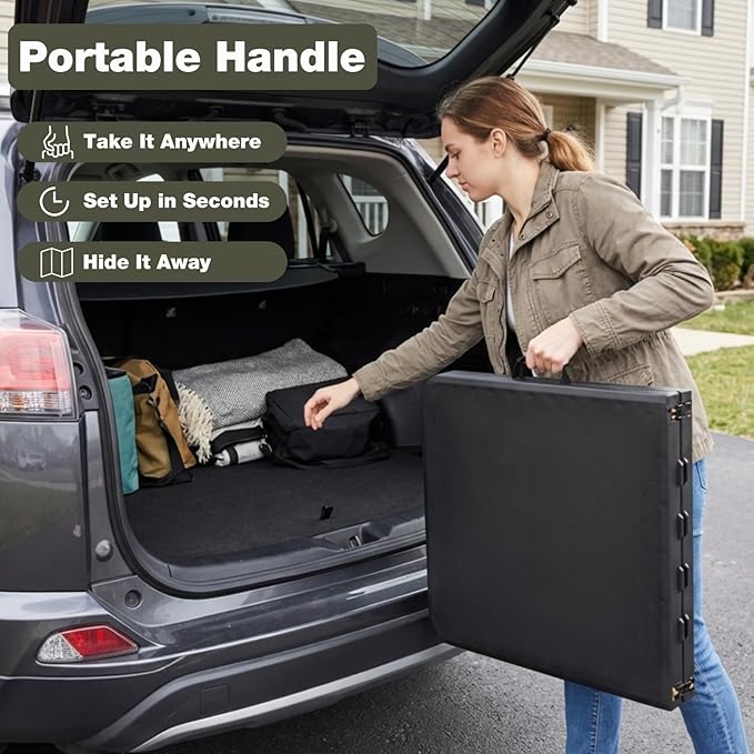 4ft Folding Table with Adjustable Height, 2-Level Foldable Table with HDPE Top & Steel Legs, Portable 4 Foot Folding Table for Picnic, Party, Craft, Indoor Outdoor Use, Black