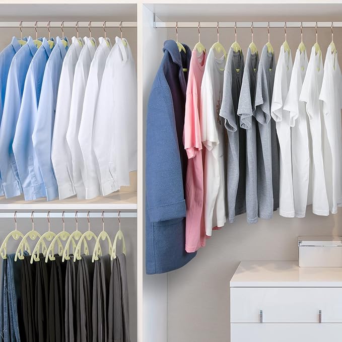 Velvet Hangers 50 Pack: Felt Clothes Hangers Heavy Duty Shirt Sweater Hangers No Shoulder Bump Non Slip Slim Thin Coat Hangers for Closet - Ivory