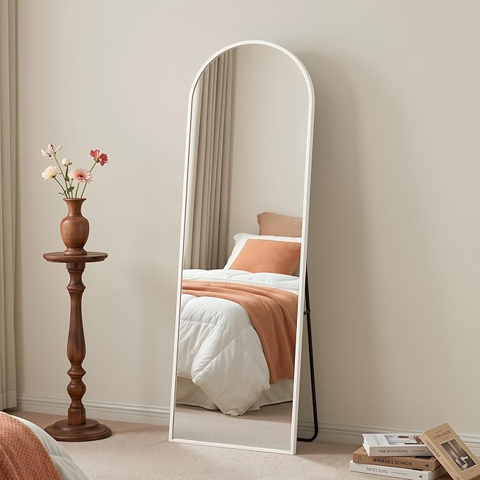 Antok Full Length Over-the-Door Hanging Mirror - Freestanding Wall Mount Leaning Body Mirror for Bedroom Living Room Entryway, 48" L x 14" W, White