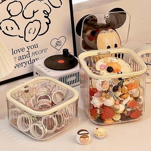 Mini Clear Coffee Pod Holder with Lid-Small Food Storage Organizer Bins-Clear Plastic Bins for Pantry, Kitchen-Cabinet Organization and Storage (1.9L/0.5 Gallon)