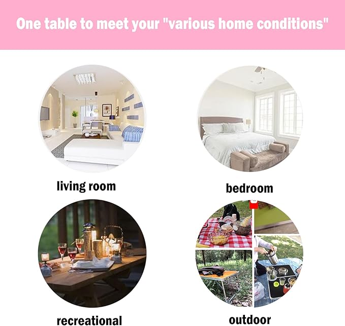 Portable Folding Table - Small Outdoor Folding Table, Suitable for Travel, Camping, Beach, Barbecue, Picnic, Party, Patio (Pink)