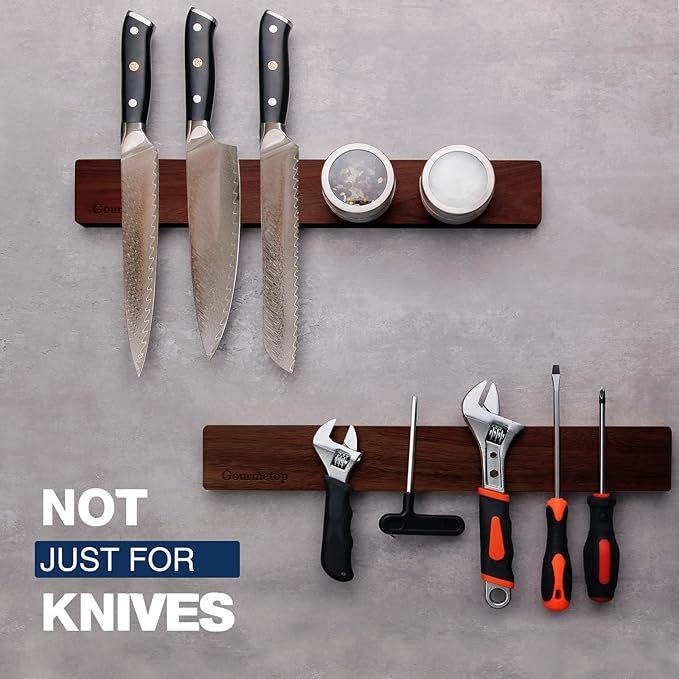 2026Updated Knife Magnetic Strip, 16” Magnetic Knife Holder for Wall, Knife Magnet, Magnetic Knife Strip, Magnetic Knife Holder for Fridge, Kitchen Essentials & Kitchen Organizer, Dark Acacia Wood