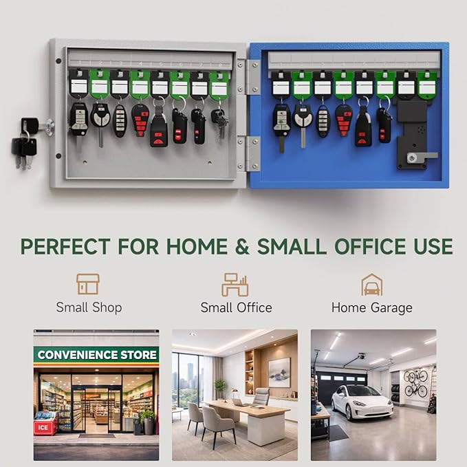 16 Key Lock Box, Smart Key Cabinet with Key Management System (Track Key Borrow/Return), use App, Dynamic/Static Code, Bluetooth, WiFi Unlock (Sold Separately), Key Organizer for Home, Small Office