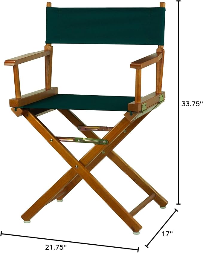 Casual Home Director's Chair ,Honey Oak Frame/Hunter Green Canvas,18" - Classic Height