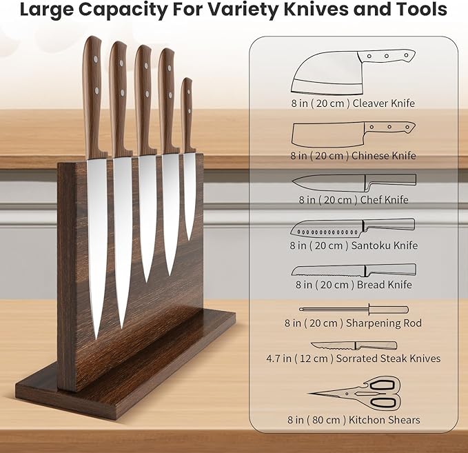 THMINS Magnetic Knife Holder, Double-Sided Magnetic Knife Block Universal Multi-function Display Rack for Kitchen Counter