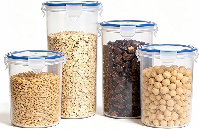 Food Storage Containers Set for 4 Pack, Freezer Containers with Airtight Lids - Microwave, Dishwasher & Freezer Safe - BPA-Free Containers for Fruits, Salads, Grains, Leftovers & More