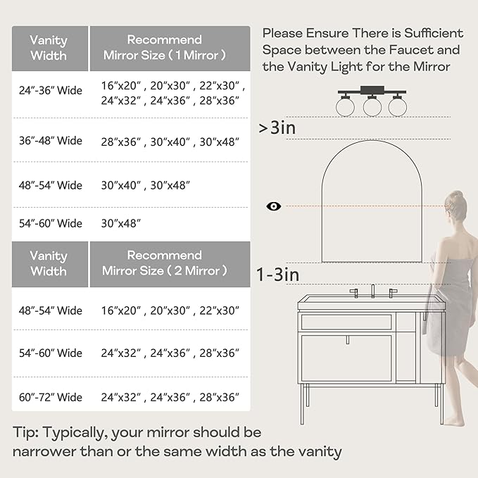 24" x 32" Black Arched Mirror, Arch Wall Mirror, Metal Frame Black Bathroom Mirror, Arched Top Bathroom Vanity Mirror for Living Room, Bedroom, Entryway, Tempered Glass, Shatter Proof