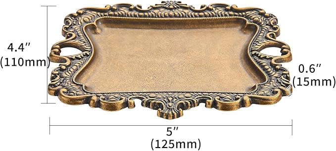 khtumeware 1 Pack Vintage Gold Jewelry Dish Antique Brass Jewelry Trays ideal for holding jewelry rings and small trinkets.