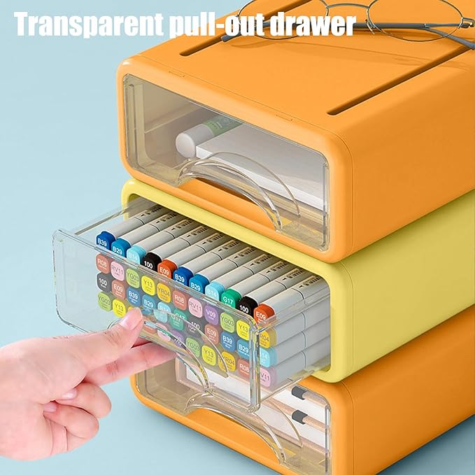Desk Organizer with Drawers, Stackable Storage Drawers with Compartments Desktop Organization for Office Supplies, Makeup, Pencils, Tape, Erasers, Paperclips, Chargers (5pack)