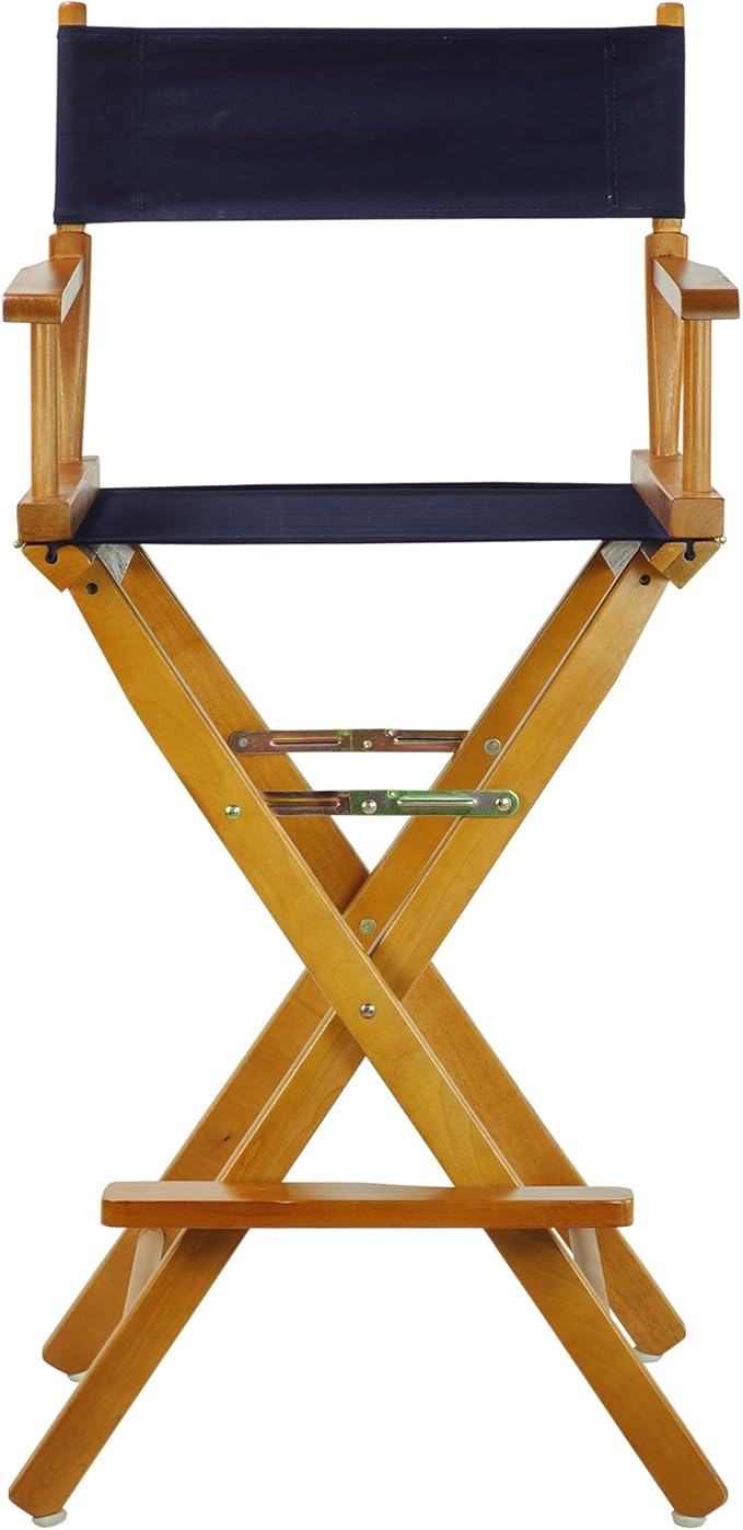 Casual Home 30" Director's Chair Honey Oak Frame-with Navy Canvas, Bar Height