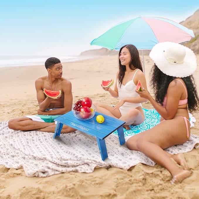 Old Bahama Bay Ultralight Aluminum Mini Table, 66lbs/30kg Weight Capacity, Foldable Small Beach Table with Retractable Legs, Suitable for Picnic Camping Outdoor Hiking